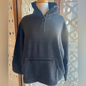 Zenana Ash Black Quarter Snap Pullover